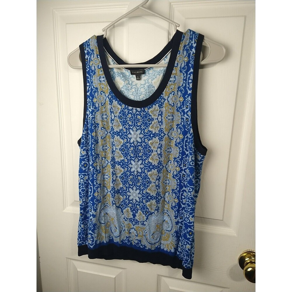 Talbots Woman L Charming Benton Sleeveless Tank Sweater Pullover Blouse - Picture 2 of 7